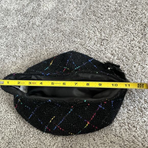 Misa Harada Millinery Tweed Beret Hat, colors, retro, two floral pins on side - Picture 9 of 11